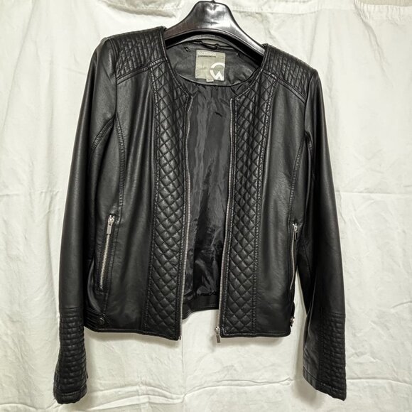 Warehouse One Jackets & Blazers - Moto Black Vegan Faux Leather Zippered Jacket